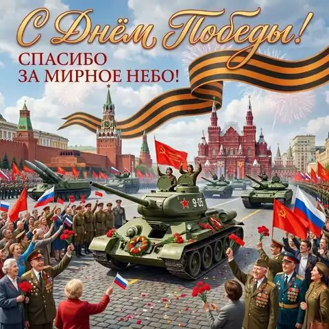 Красивая открытка С 9 мая с благодарностью