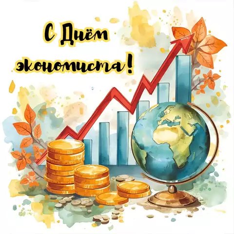 Оригинальная открытка с Днём экономиста