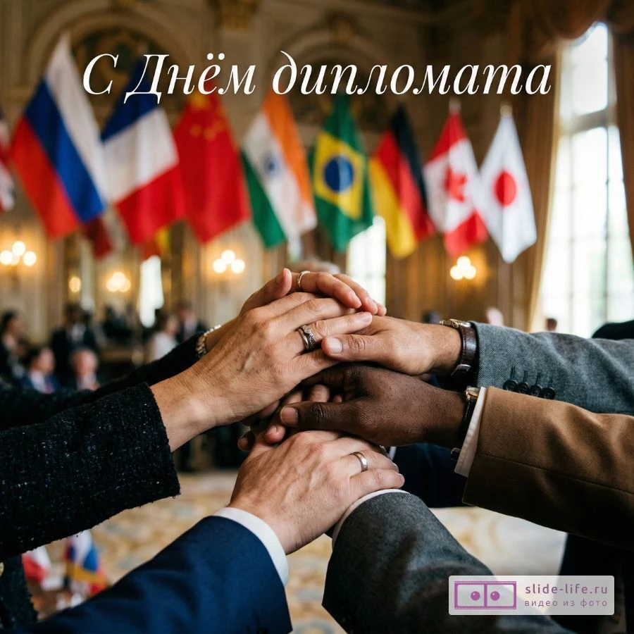 Оригинальная открытка с Днём дипломатического работника