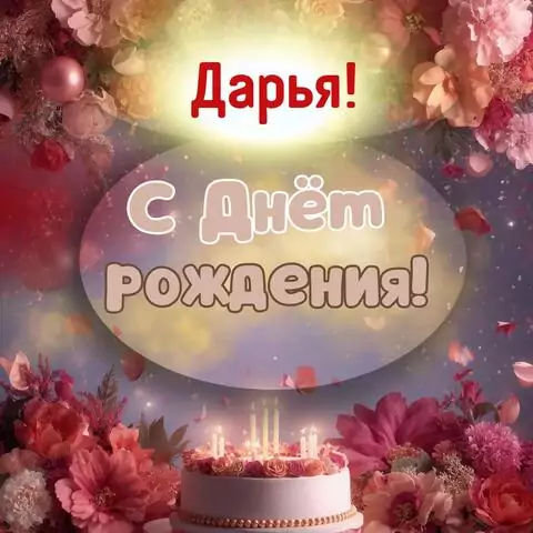 Дарья, с Днём рождения! Поздравительная открытка