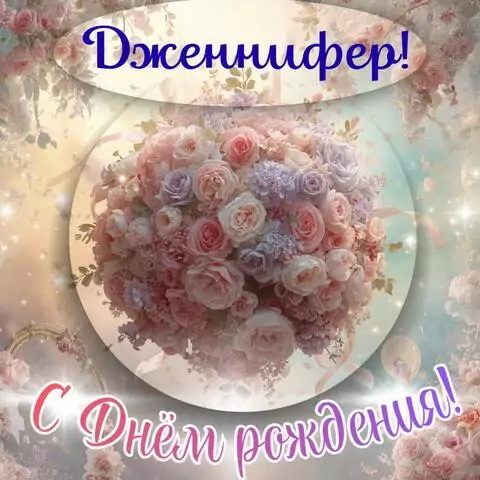 Дженнифер, с Днём рождения! Элегантная открытка