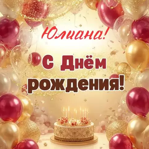 Юлиана, с Днём рождения! Современная открытка