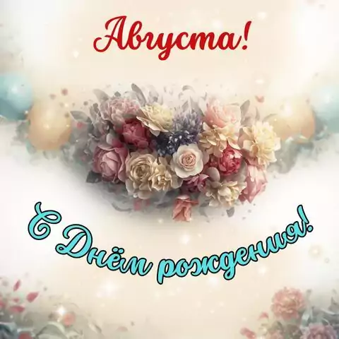 Августа, с Днём рождения! Стильная открытка