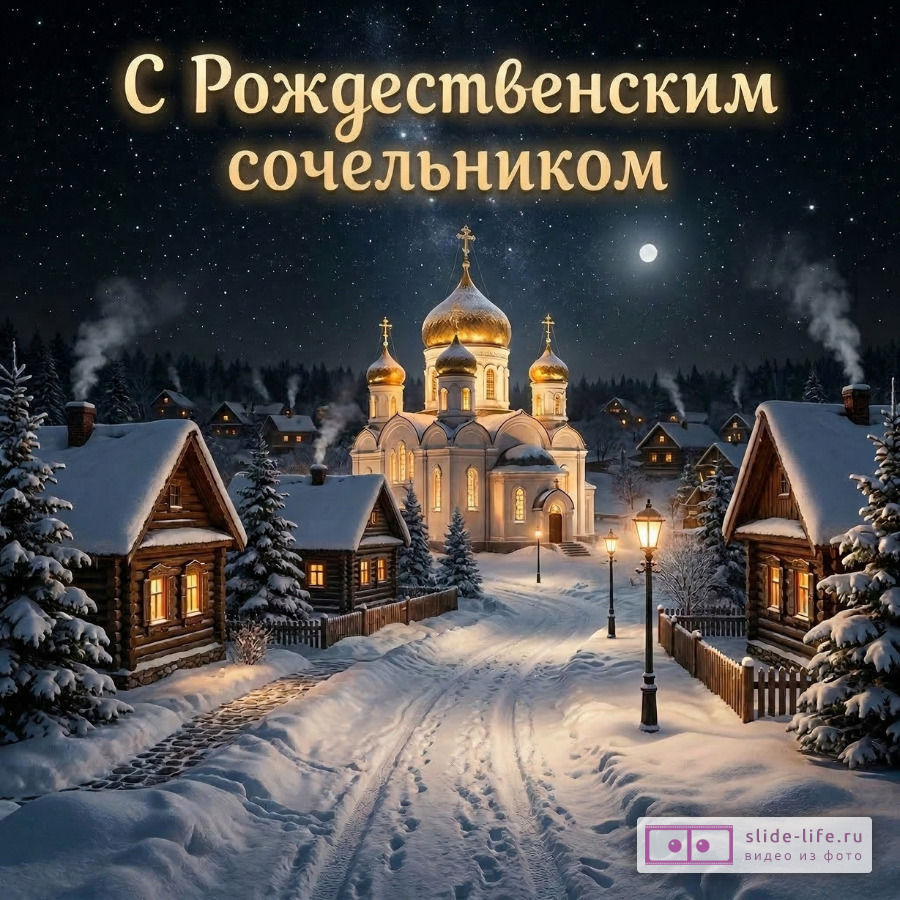 Добрая открытка с рождественским сочельником