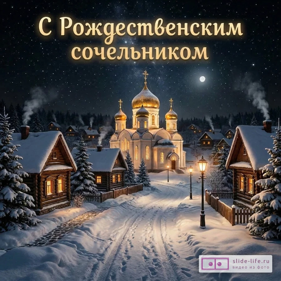 Добрая открытка с рождественским сочельником