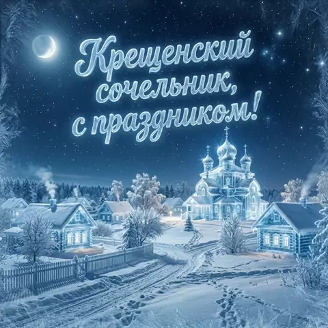 Оригинальная открытка с Крещенским сочельником