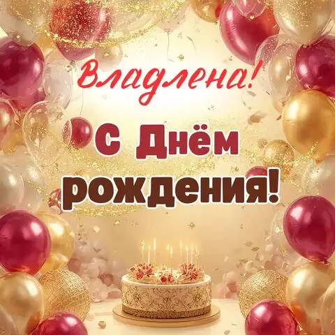 Владлена, с Днём рождения! Современная открытка