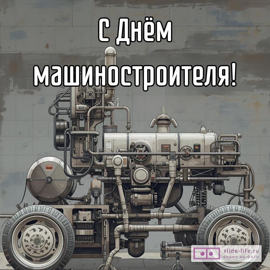 Оригинальная открытка с Днём машиностроителя