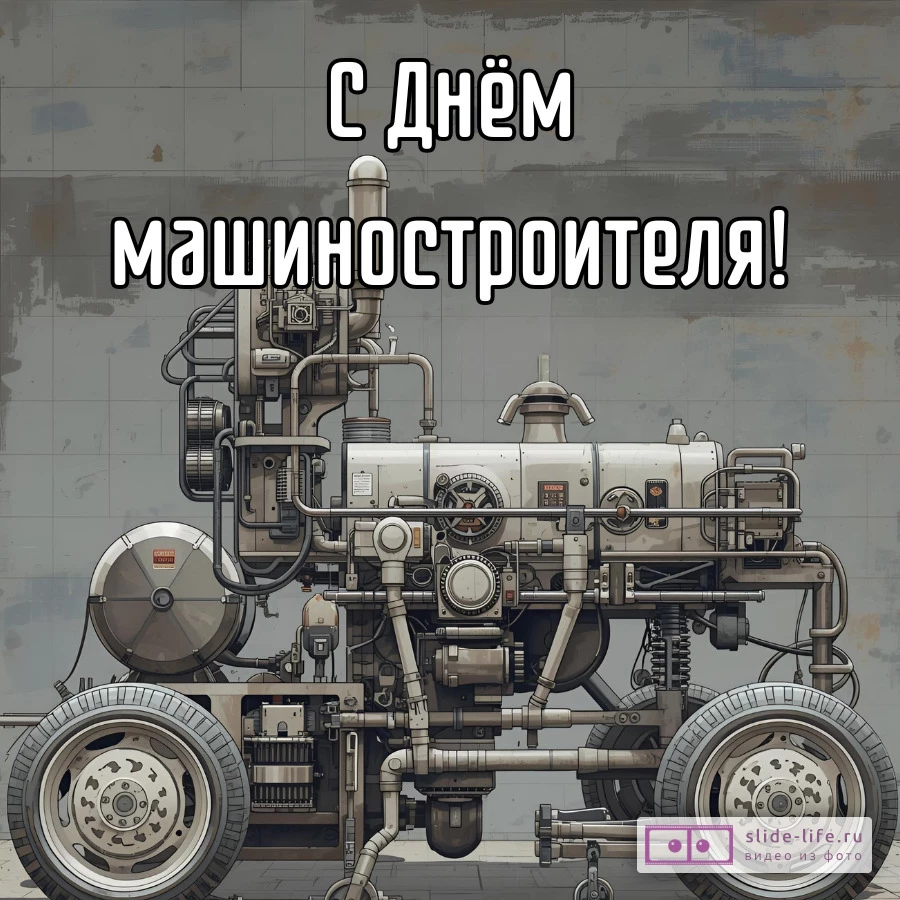 Оригинальная открытка с Днём машиностроителя
