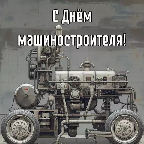 Оригинальная открытка с Днём машиностроителя