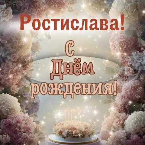 Ростислава, с Днём рождения! Красивая открытка