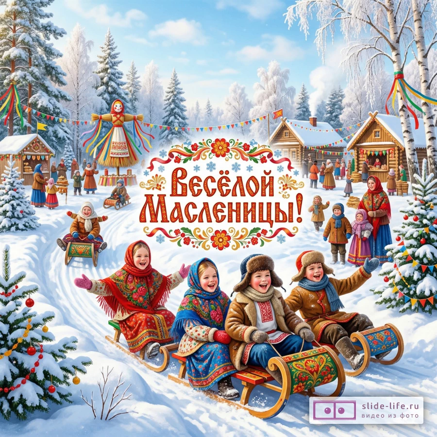 Красивая открытка с масленицей