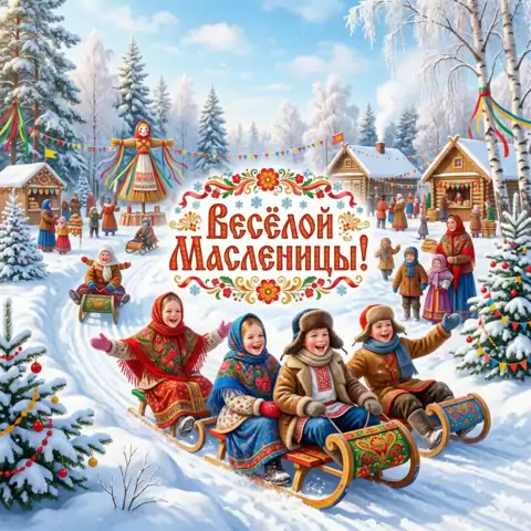 Красивая открытка с масленицей