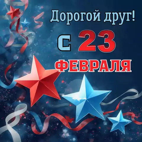 Открытка другу с 23 февраля