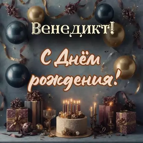 Венедикт, с Днём рождения! Красивая открытка