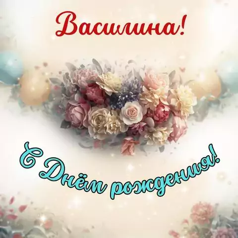Василина, с Днём рождения! Стильная открытка