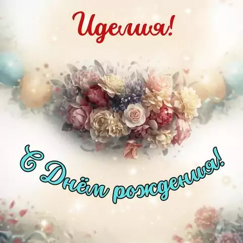 Иделия, с Днём рождения! Стильная открытка