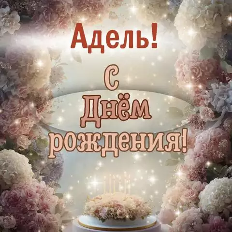 Адель, с Днём рождения! Красивая открытка