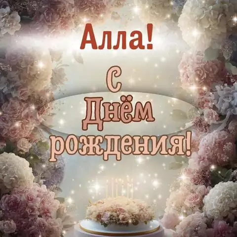 Алла, с Днём рождения! Красивая открытка
