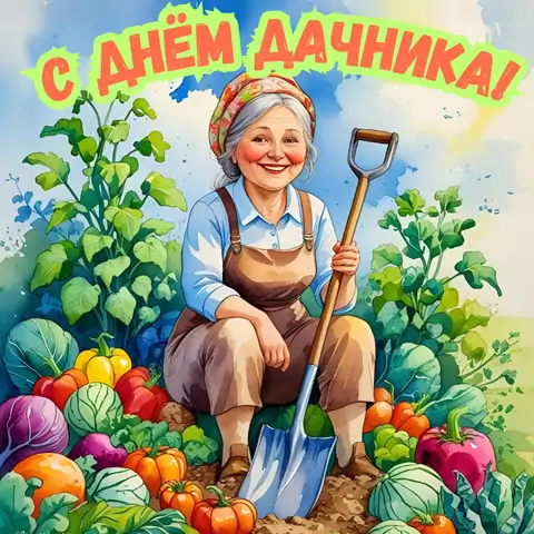 Оригинальная открытка с Днём дачника