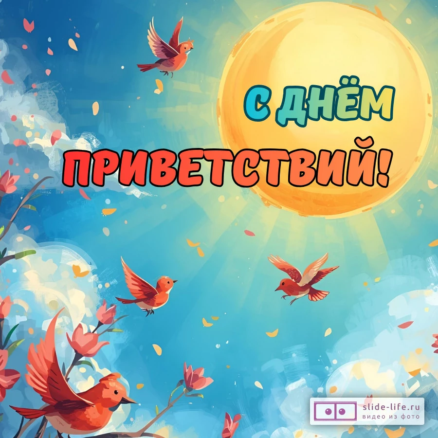 Красивая открытка с Днём приветствий