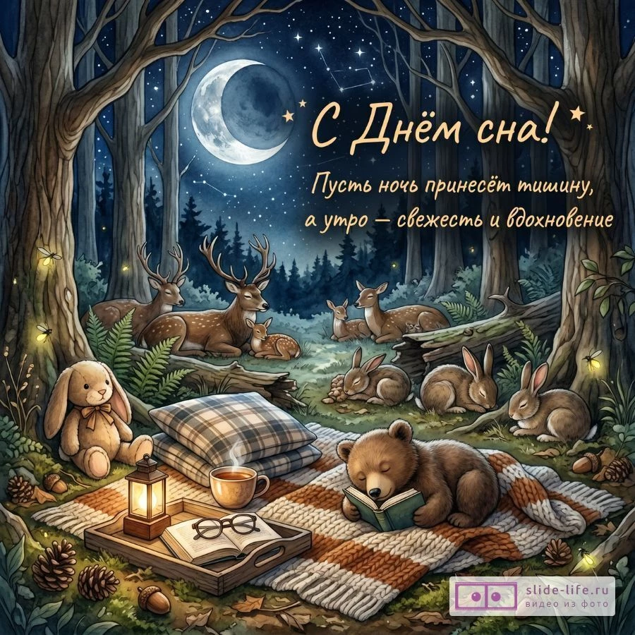 С днём сна Открытка с милыми пожеланиями