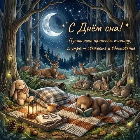 С днём сна Открытка с милыми пожеланиями