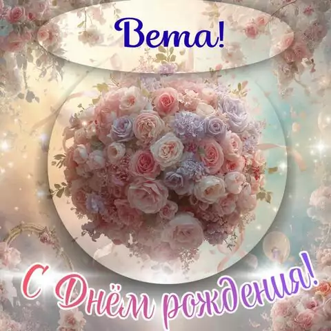 Вета, с Днём рождения! Элегантная открытка