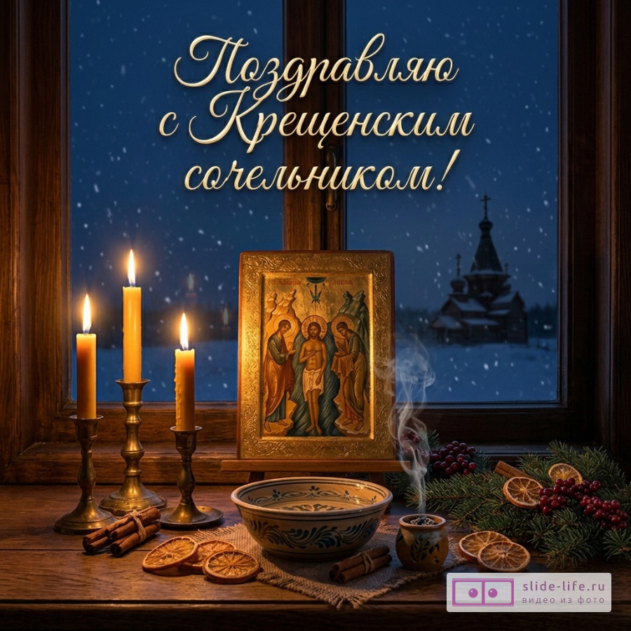 Открытка на Крещенский сочельник — православное поздравление