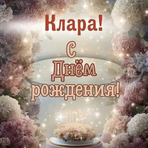 Клара, с Днём рождения! Красивая открытка
