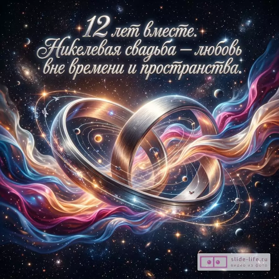 Никелевая свадьба 12 лет — красивая открытка с поздравлением