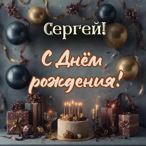 Сергей, с Днём рождения! Красивая открытка