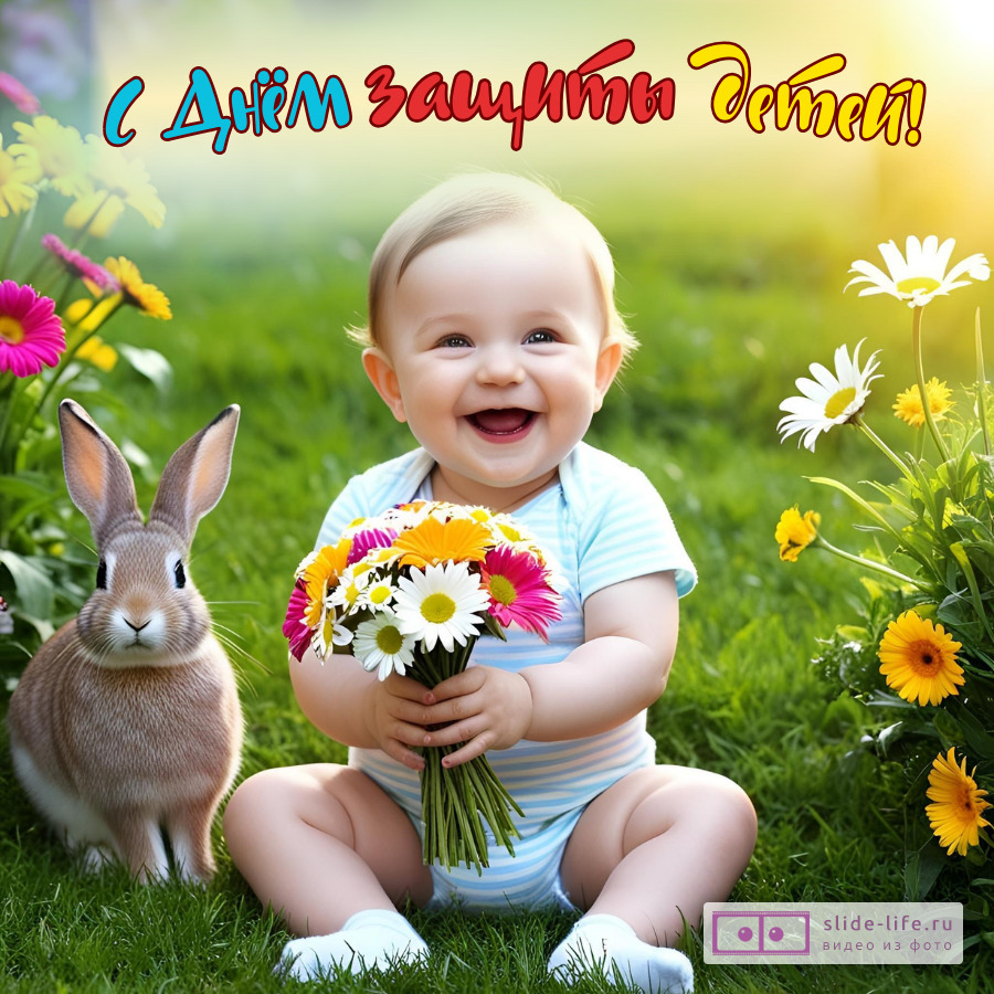 Оригинальная открытка с Днём защиты детей