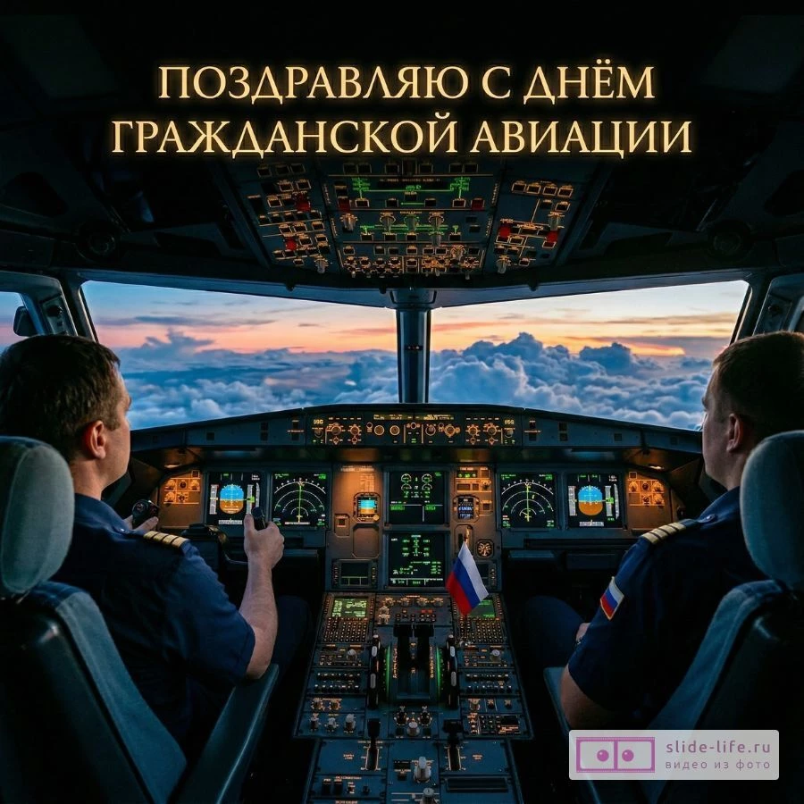 Оригинальная открытка с Днём гражданской авиации