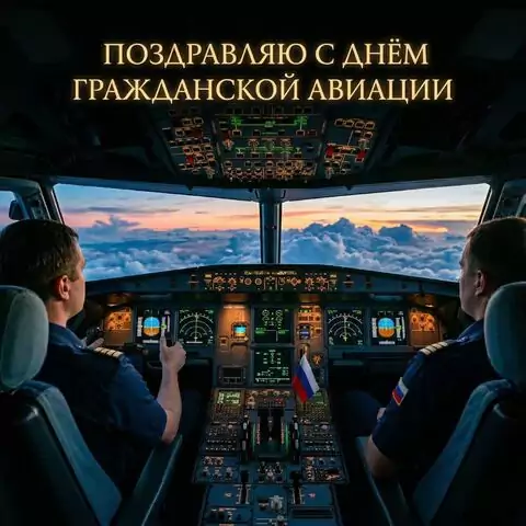 Оригинальная открытка с Днём гражданской авиации