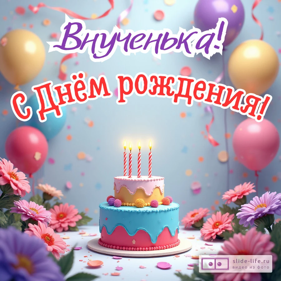 Красивая открытка с днем рождения внучке