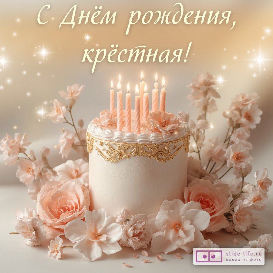 Открытка с днем рождения крестной