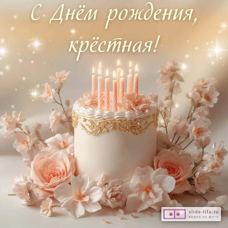 Открытка с днем рождения крестной