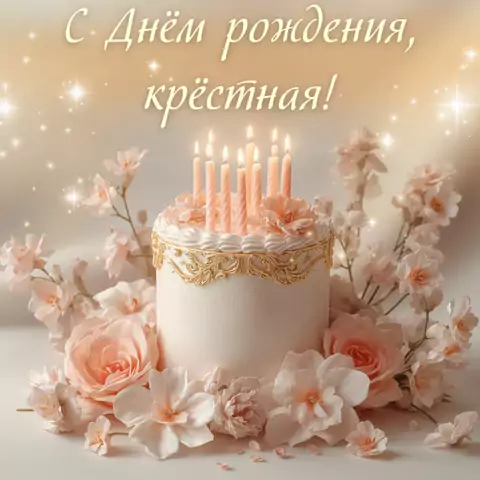 Открытка с днем рождения крестной