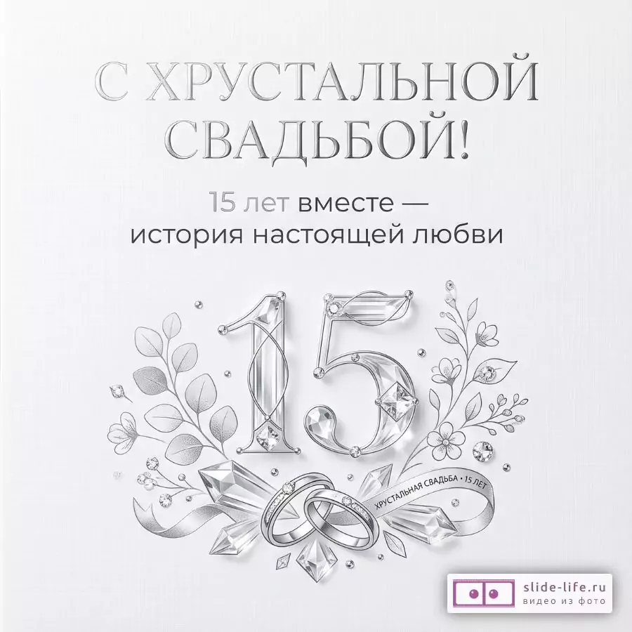 Хрустальная свадьба 15 лет — лучшие поздравительные открытки с годовщиной