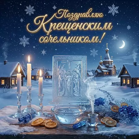 Красивые открытки с Крещенским сочельником — лучшие поздравления