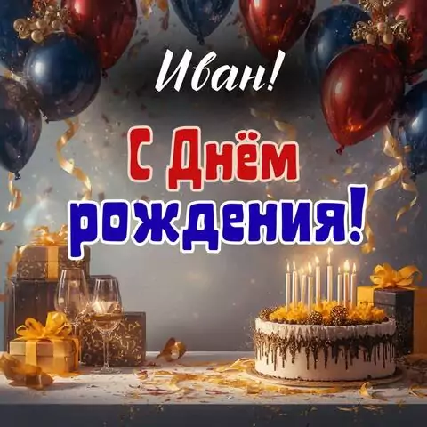 Иван, с Днём рождения! Современная открытка