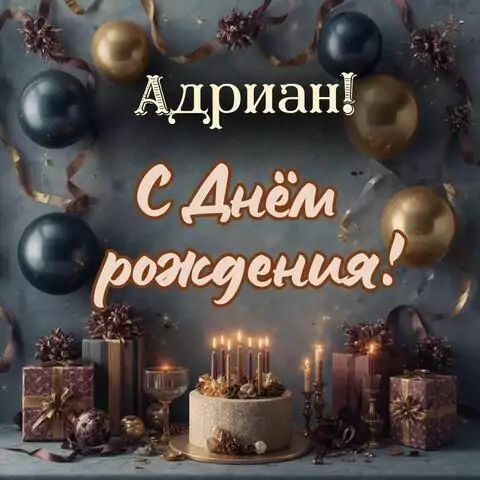 Адриан, с Днём рождения! Красивая открытка