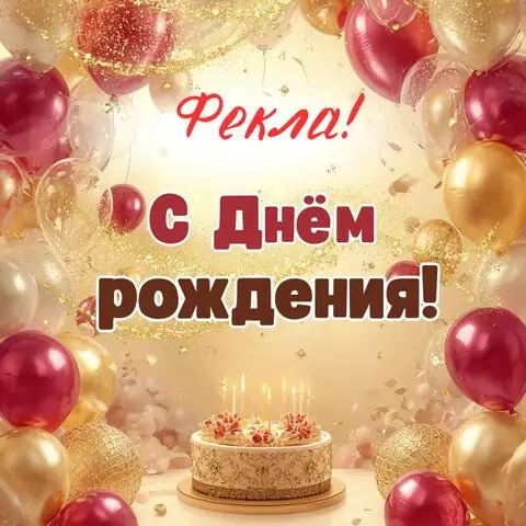 Фекла, с Днём рождения! Современная открытка