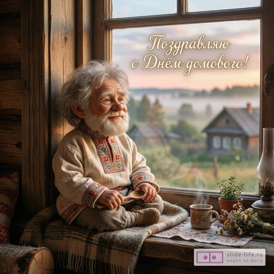 Открытка С Днём домового! — красивая поздравительная картинка с домовым