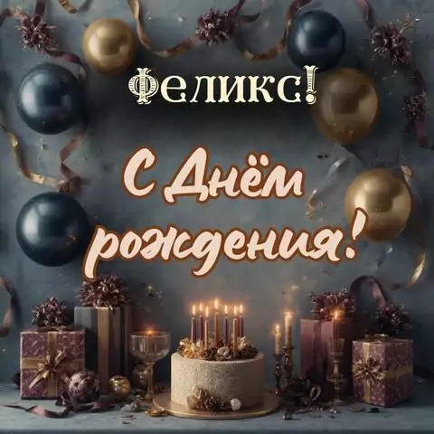 Феликс, с Днём рождения! Красивая открытка