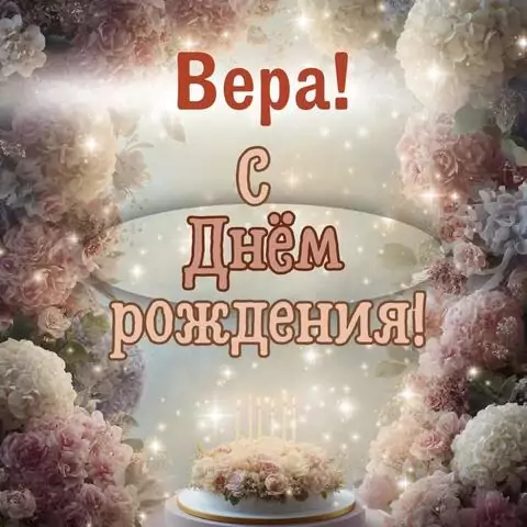 Вера, с Днём рождения! Красивая открытка