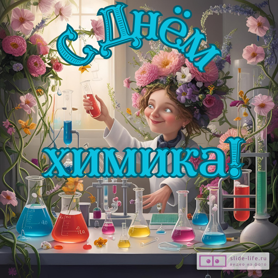 Оригинальная открытка с Днём химика