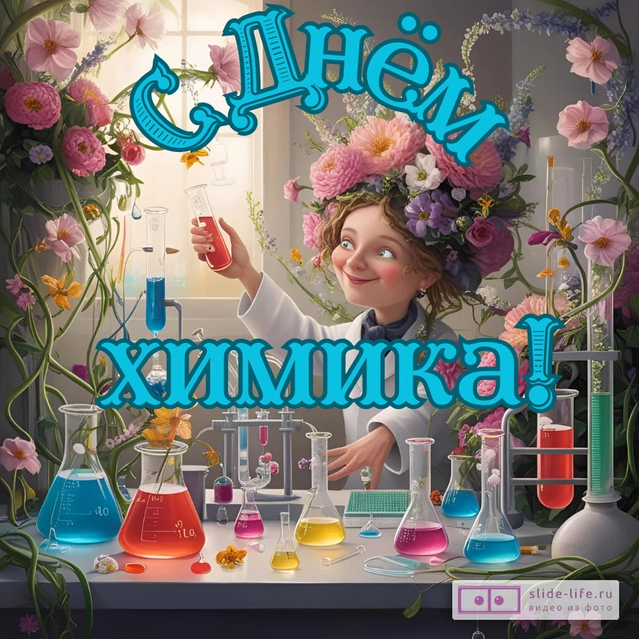 Оригинальная открытка с Днём химика