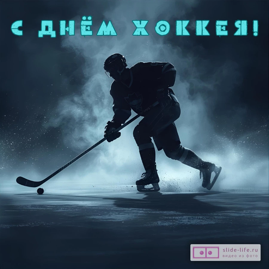 Открытка на день хоккея стильная